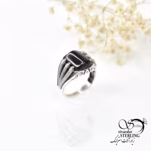 انگشتر نقره مردانه با سنگ اونیکس کد 6083