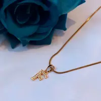 پلاک زنجیر ژوپینگ نگین دار حرفF 