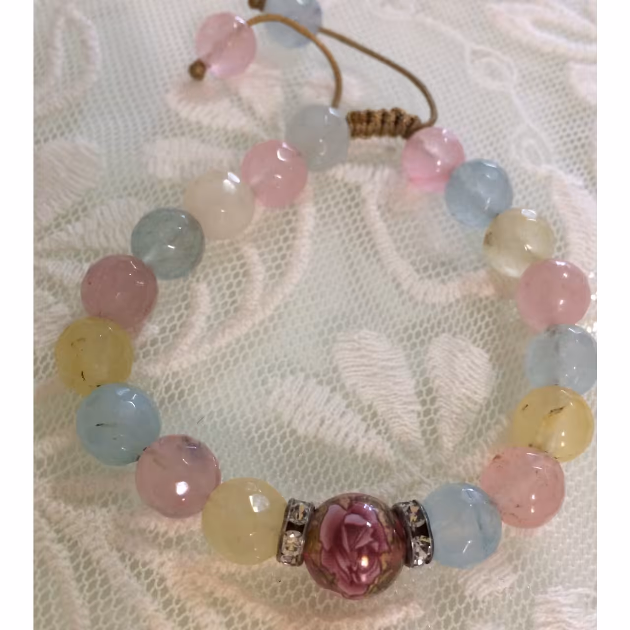 دستبند سنگ رز كوارتز