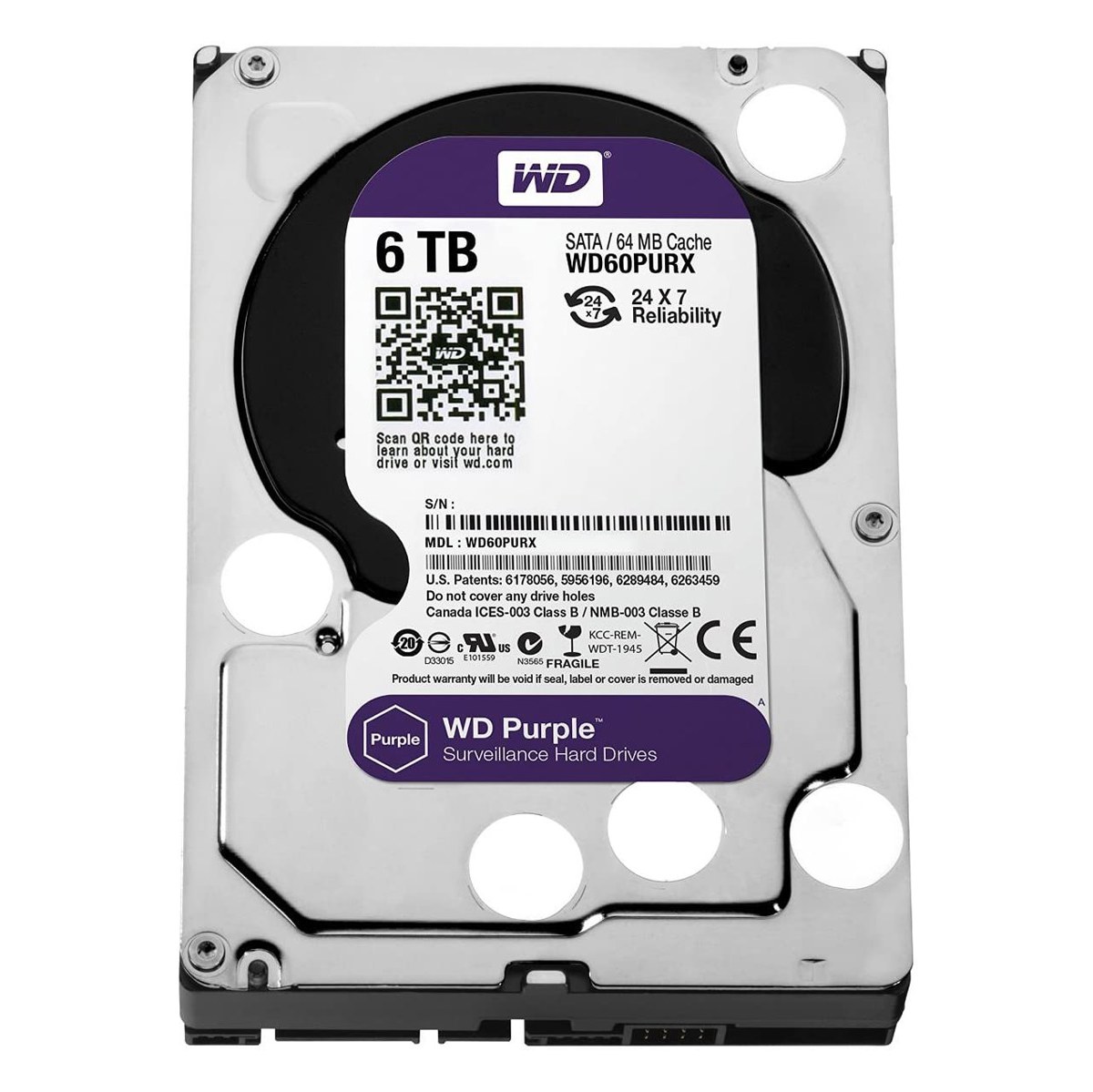 هارددیسک اینترنال وسترن دیجیتال مدل Purple WD62PURX ظرفیت 6 ترابایت