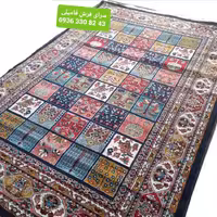 فرش گبه4متری طرح خشتی رنگ سرمه ای