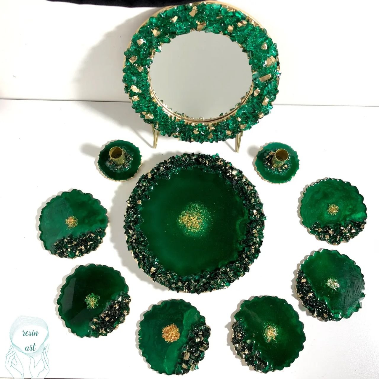 هفت سین رزینی 10 تکه زمرد های سبز جذاب بهاری