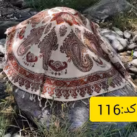 کد 116رومیزی و جلو مبلی قلمکار درجه یک طرح گل و بته شالی قطر120در120 رنگ قرمز کلاسیک