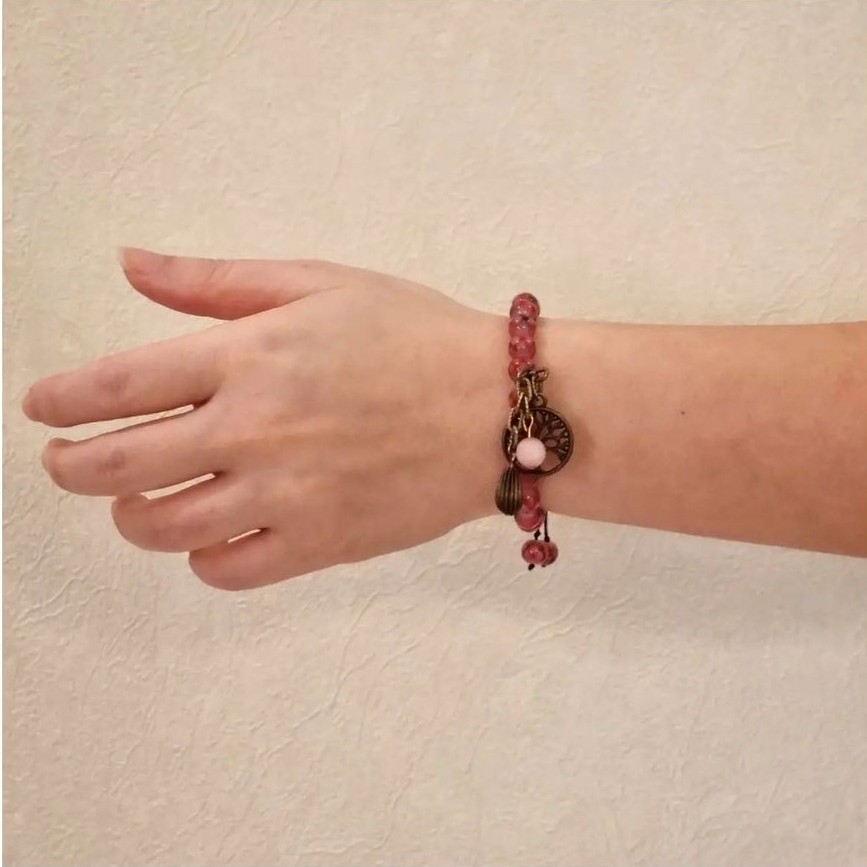 دستبند مهره با آویز درخت آرزو