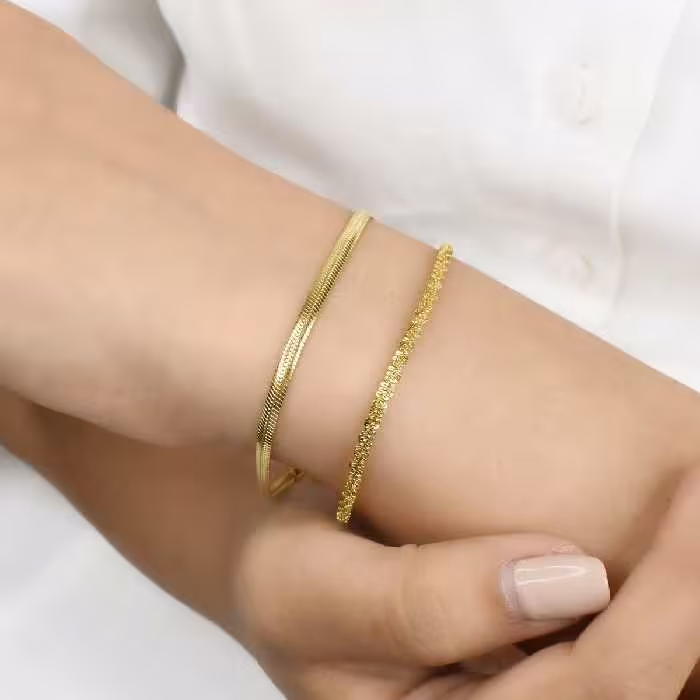 دستبند استیل دو ردیفه ماری و خاویاری کد 5996