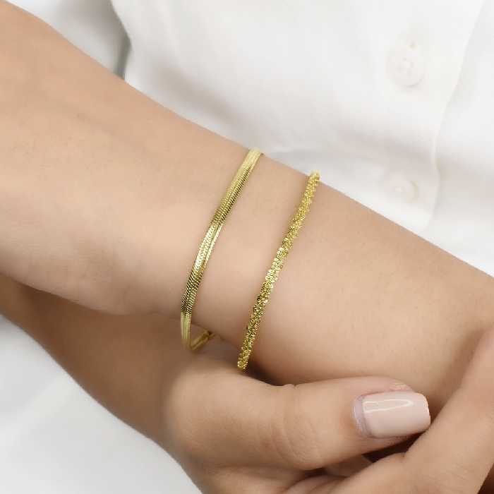 دستبند استیل دو ردیفه ماری و خاویاری کد 5996