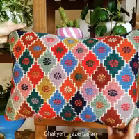 کاور کوسن ورنی پشم دستبافت عشایری آذربایجان طرح لپ لپ (38در50)