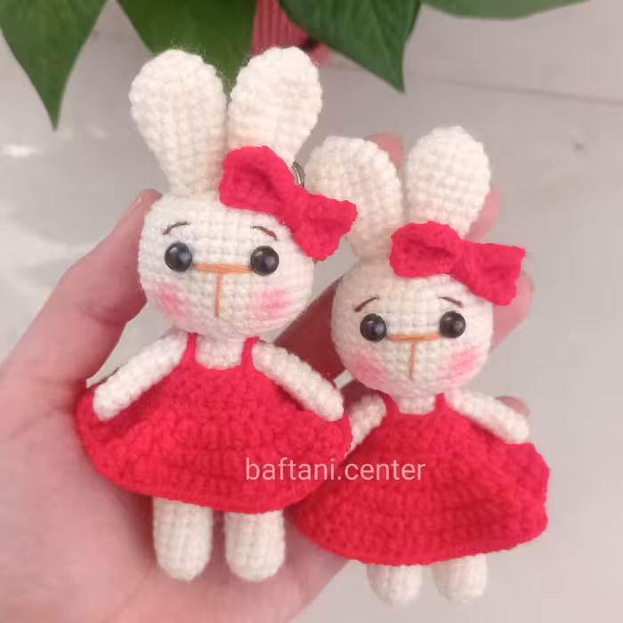 عروسک سرکلیدی ،آویز بافتنی خرگوش
