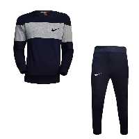 ست تیشرت آستین بلند سورمه ای و شلوار طرح nike مدل x 47568