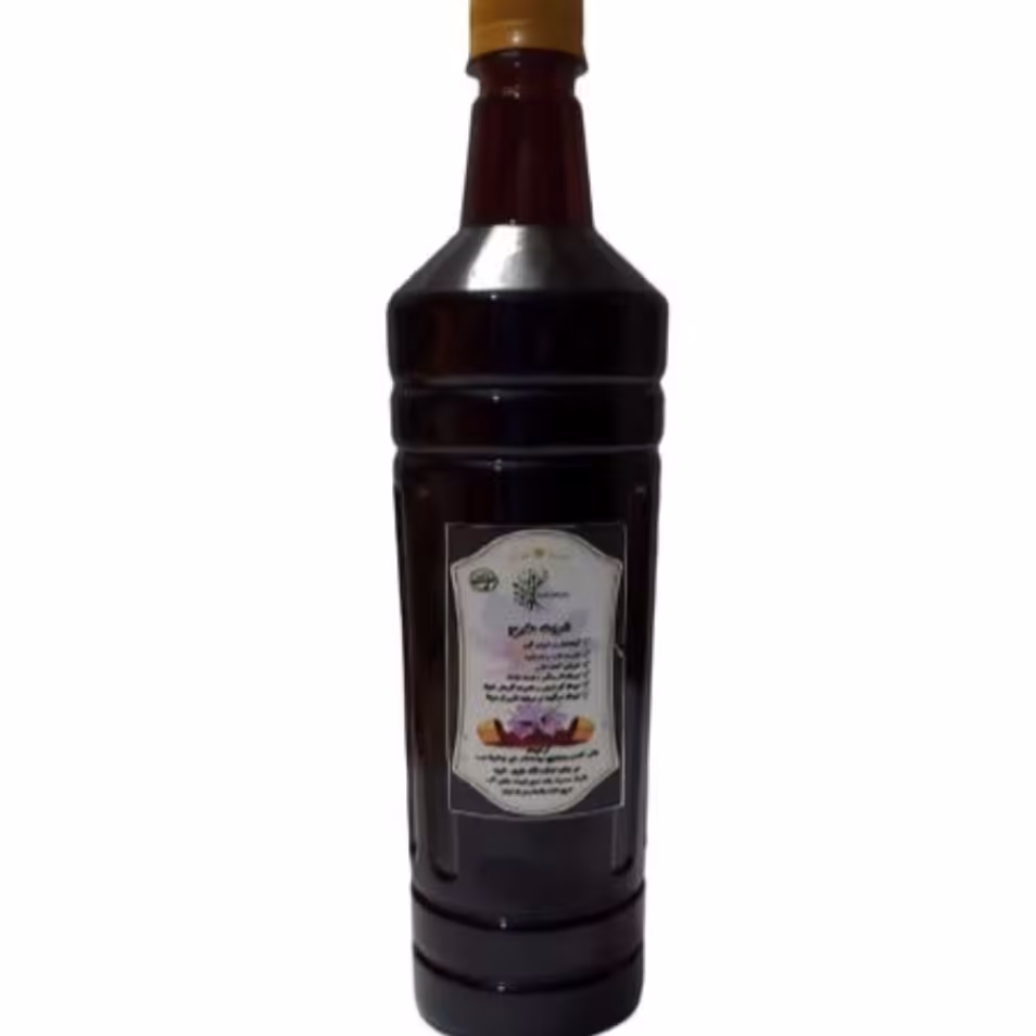 شربت مفرح زعفرانی یک کیلویی زعفران زعفرون زعفرونی با شکر قهوه ای ، گلاب ، بیدمشک ، بهارنارنج ، زعفران و هل عرق و عرقیات