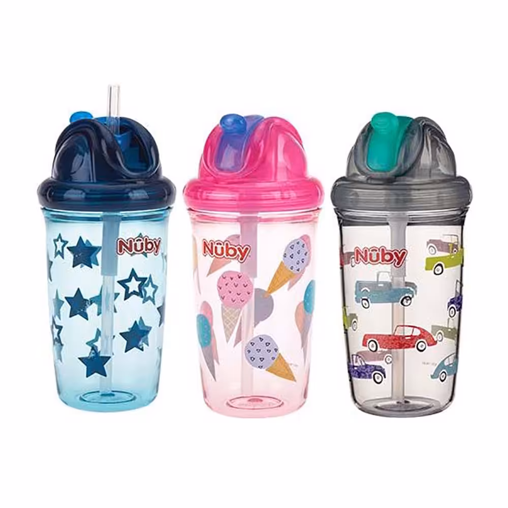 لیوان آبمیوه خوری نی دار ضد چکه 300 میلی لیتر نابی Nuby