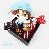 پک کادویی ولنتاین با عروسک دختر ارتفاع 20 سانتی متر