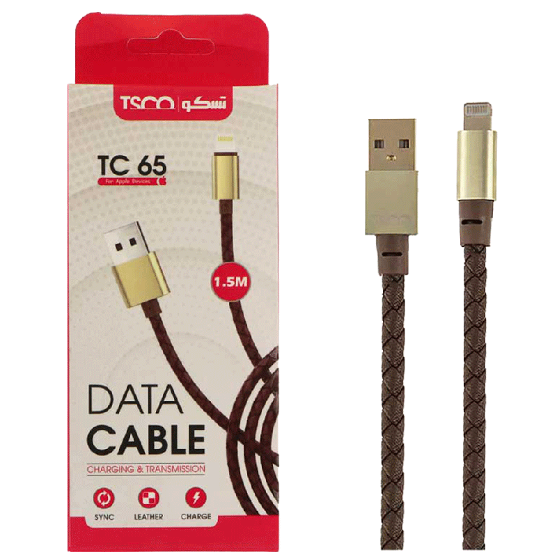 کابل شارژ آیفون Lightining تسکو TSCO TC 65 قهوه ای