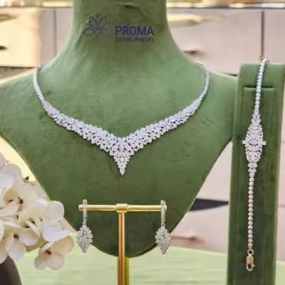 سرویس نقره زنانه جواهری طرح سرو مدل PRM53