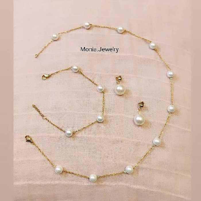 نیم ست مرواریدی استیل رنگ ثابت تضمینی ضدحساسیت قیمت استثنایی