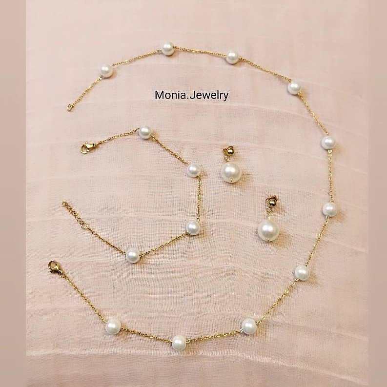 نیم ست مرواریدی استیل رنگ ثابت تضمینی ضدحساسیت قیمت استثنایی