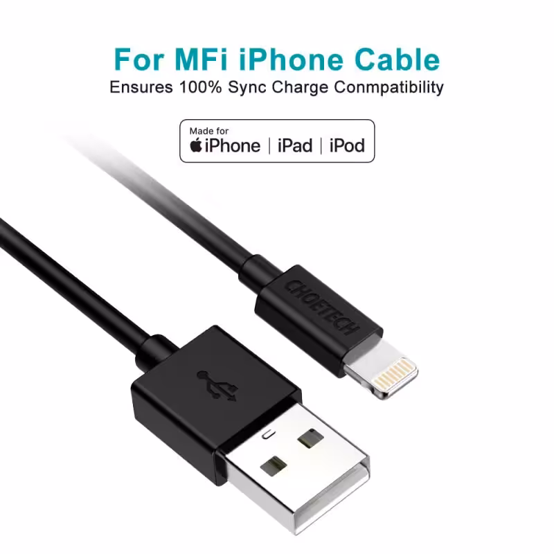 کابل تبدیل USB به لایتنینگ چویتک طول1.8متر  تائیدیه MFI اپل