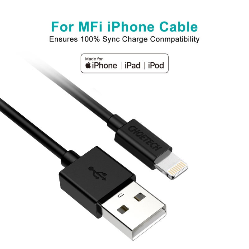 کابل تبدیل USB به لایتنینگ چویتک طول1.8متر  تائیدیه MFI اپل
