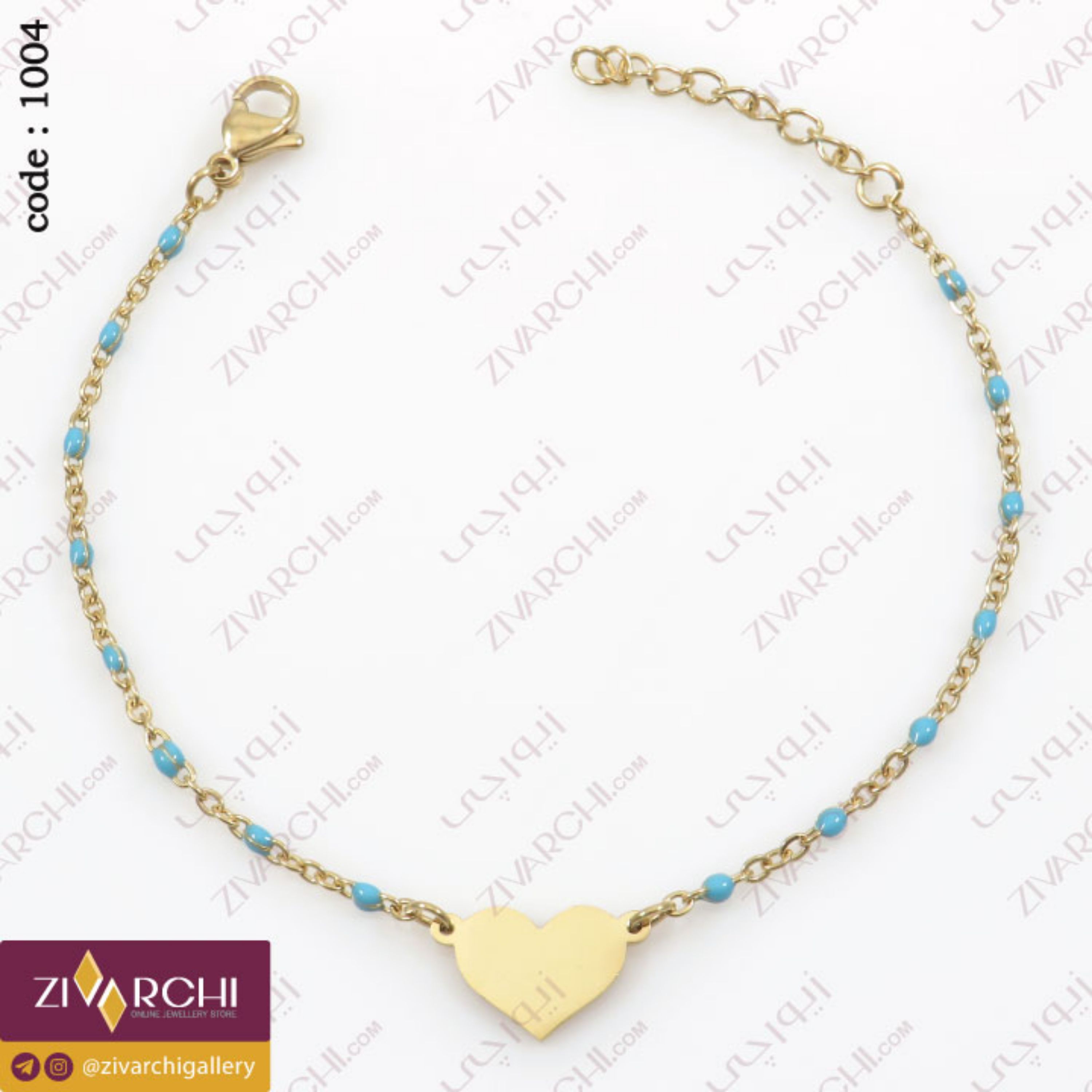 دستبند زنجیری استیل (طرح قلب) 1004