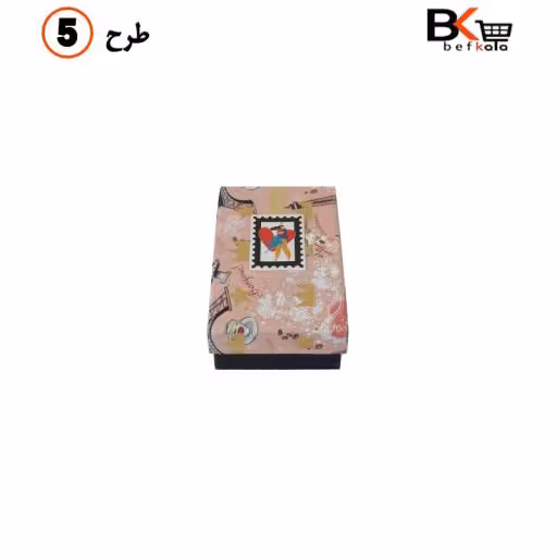 باکس کادویی جواهراتی مستطیلی طلاکوب سایز کوچک کد 102 طرح پنج