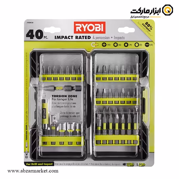 ست سر پیچ گوشتی ریوبی 40 عددی مدل AR2038