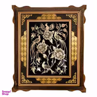 تابلو قلمزنی خاتم کاری طرح گل و مرغ کد 3040-11