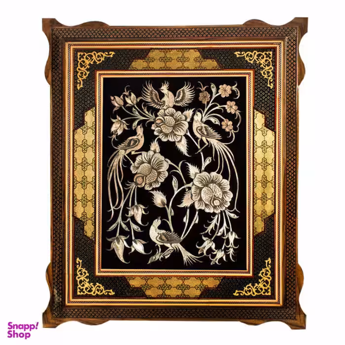 تابلو قلمزنی خاتم کاری طرح گل و مرغ کد 3040-11