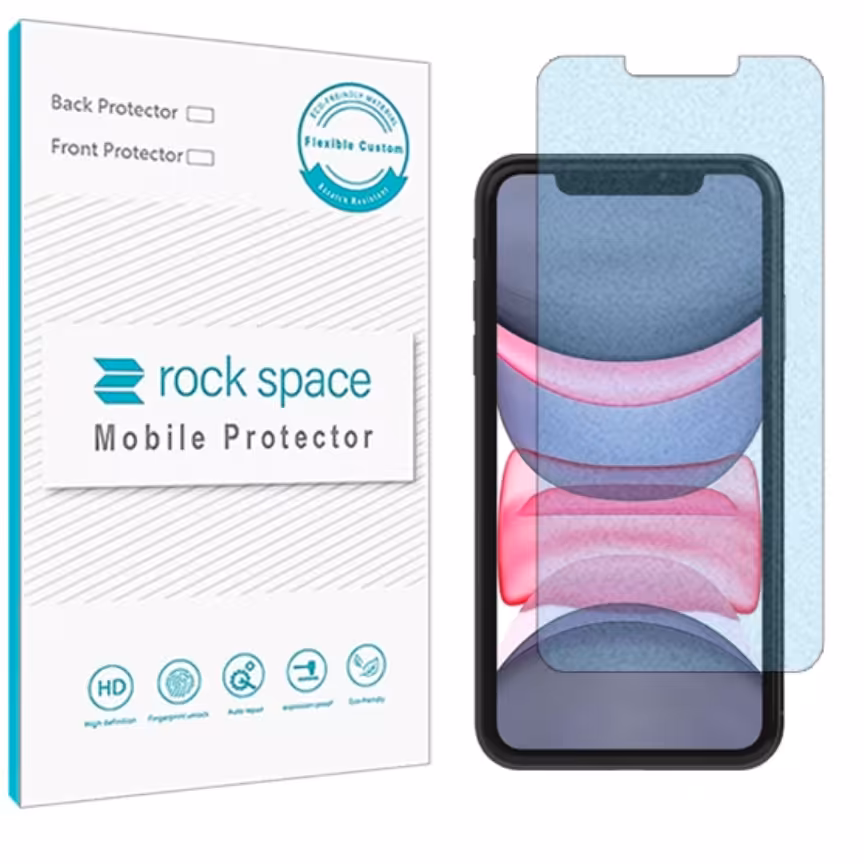  گلس نانو مات بلوکات (ضد اشعه آبی) و ضد ضربه آیفون ip 11 برند راک اسپیس   