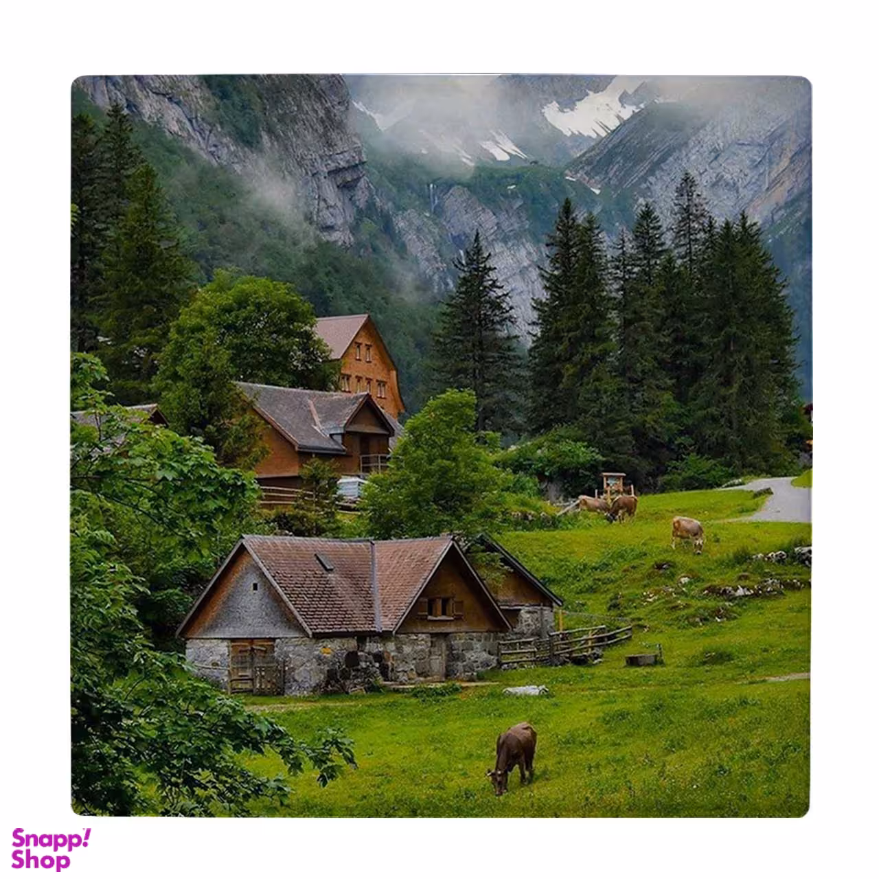 زیر لیوانی طرح کلبه و منظره آلپ کد 5775310_4144