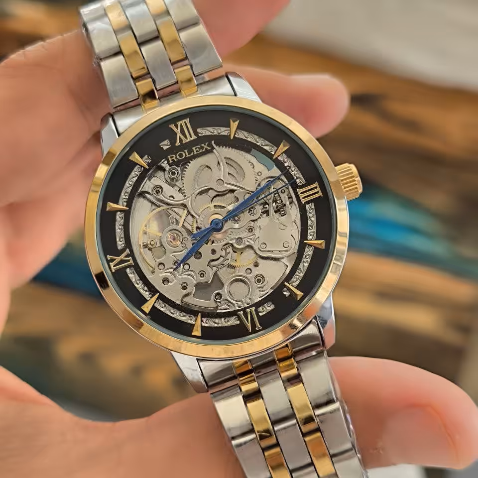 ساعت مچی اتومات قلب باز پشت شیشه رولکس کیفیت مستر Rolex
