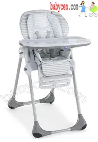 صندلی غذای چیکو پولی طوسی جدید با تشک دوبل طوسی وتنظیم ارتفاع و چرخدار  Chicco POLLY 2IN1  Baby High Chair Polaris
