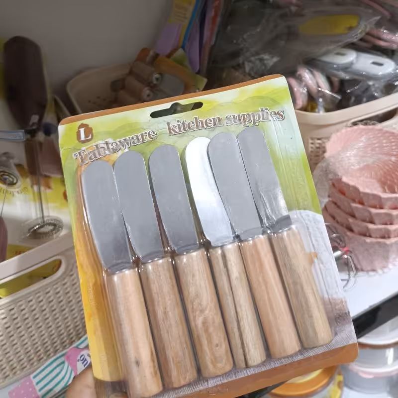 کارد کره خوری 6تایی دسته چوبی