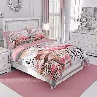 روتختی دونفره طرح قو جنس میکرو درجه یک رنگ طوسی صورتی  کد B4047