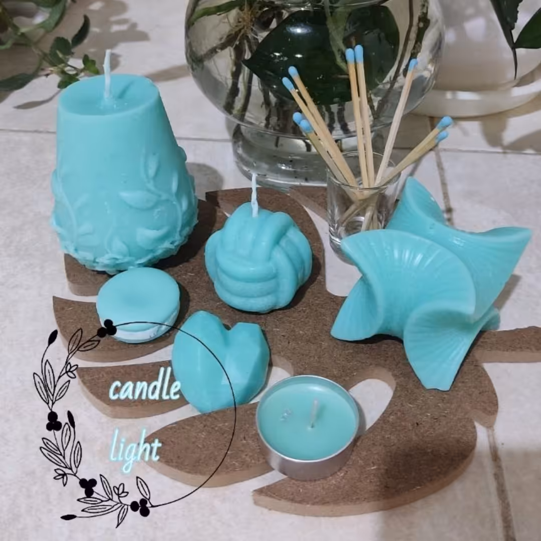 ست شمع فیروزه ای