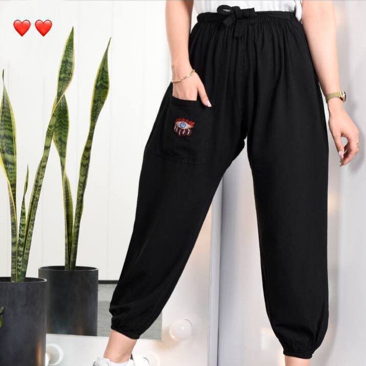 شلوار گلدوزی طرح چشم زنانه