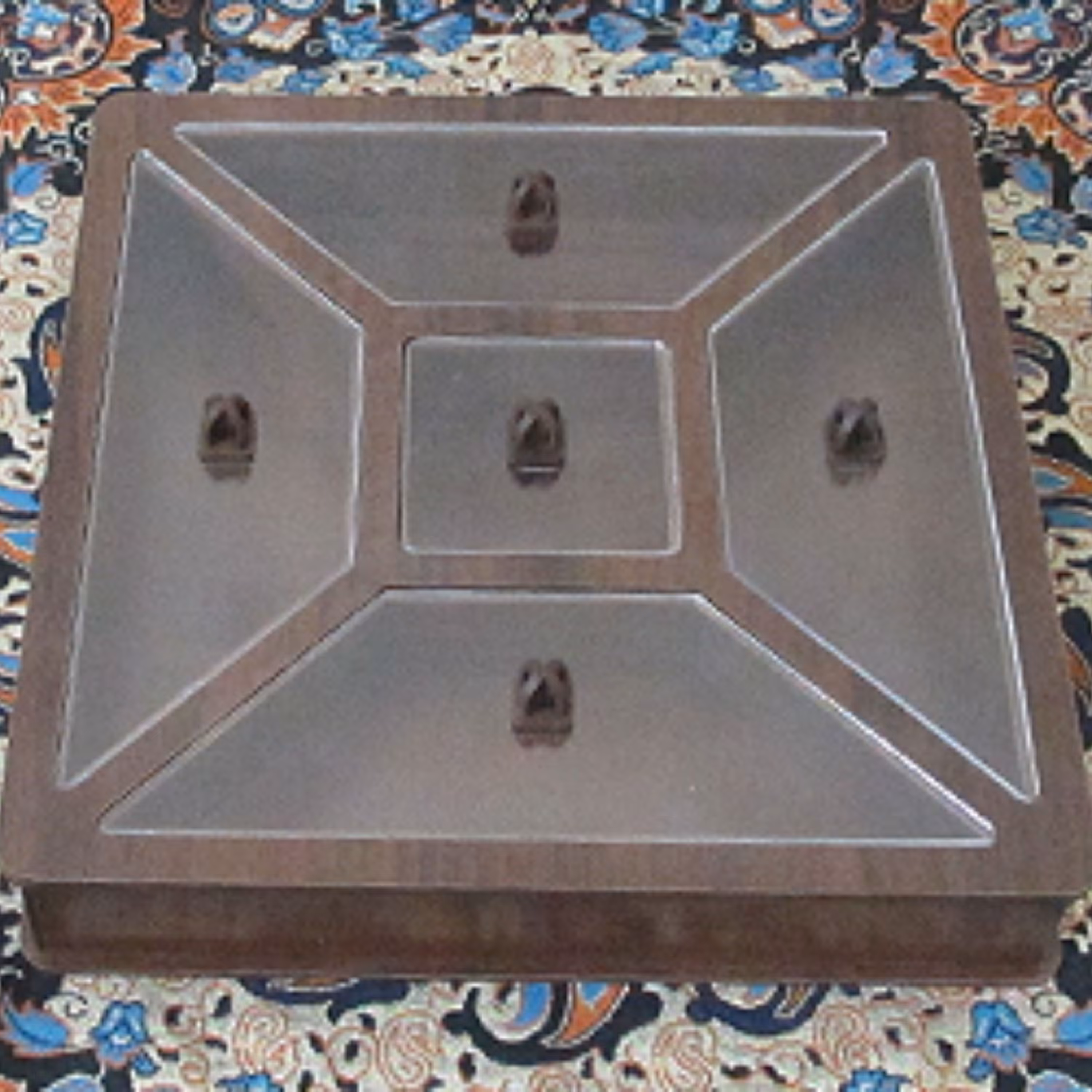 جعبه دمنوش مربع ام دی اف قهوه ای تیره 5 قسمتی طرح مورب