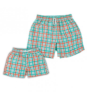 ست مایو شورتی پدر و پسر طرح شطرنجی Archimede Boy Men Boxer Checks