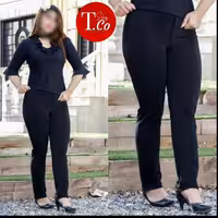 شلوار غواصی زنانه قواره دار  سایز بزرگ  کمرکش تک رنگ مشکی