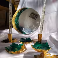 سرویس هفت سین شامل 6عدد کاسه و دوعدد شمعدان و یک عدد آیینه 25 سانتی