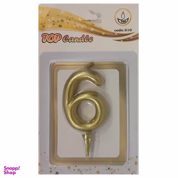 شمع تولد مدل متالیک طرح عدد 6