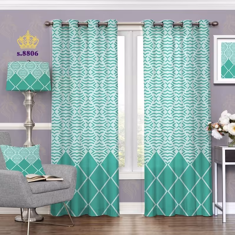 پرده پذیرایی دو قواره طرح  اسلیمی کد S8806