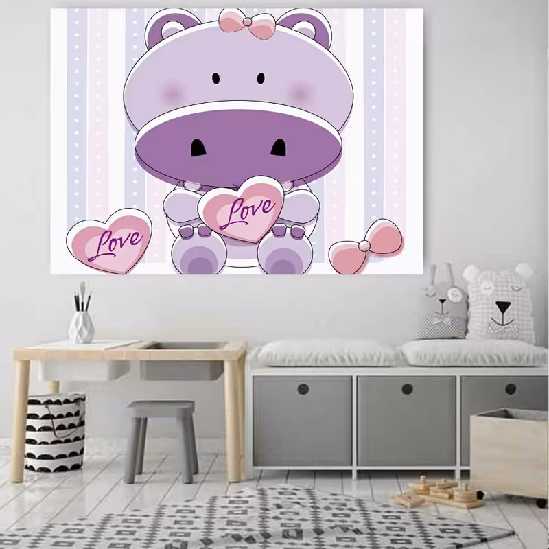 استیکر دیواری طرح اتاق کودک مدل گاو بنفش کد SD7152