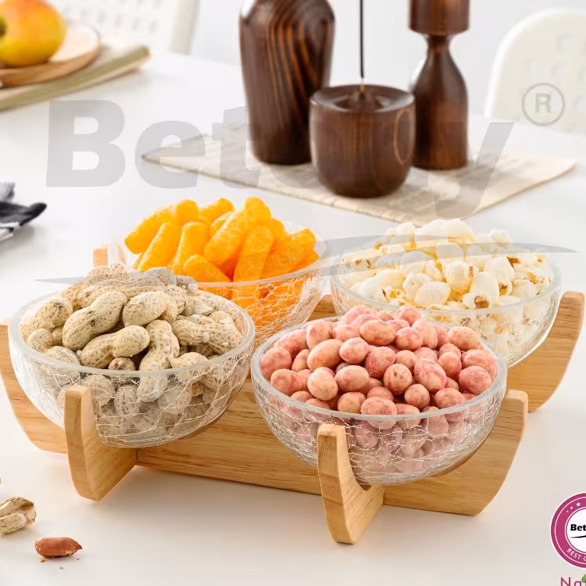 اردوخوری 4تایی شیشه آبگز استندچوبی بتونی