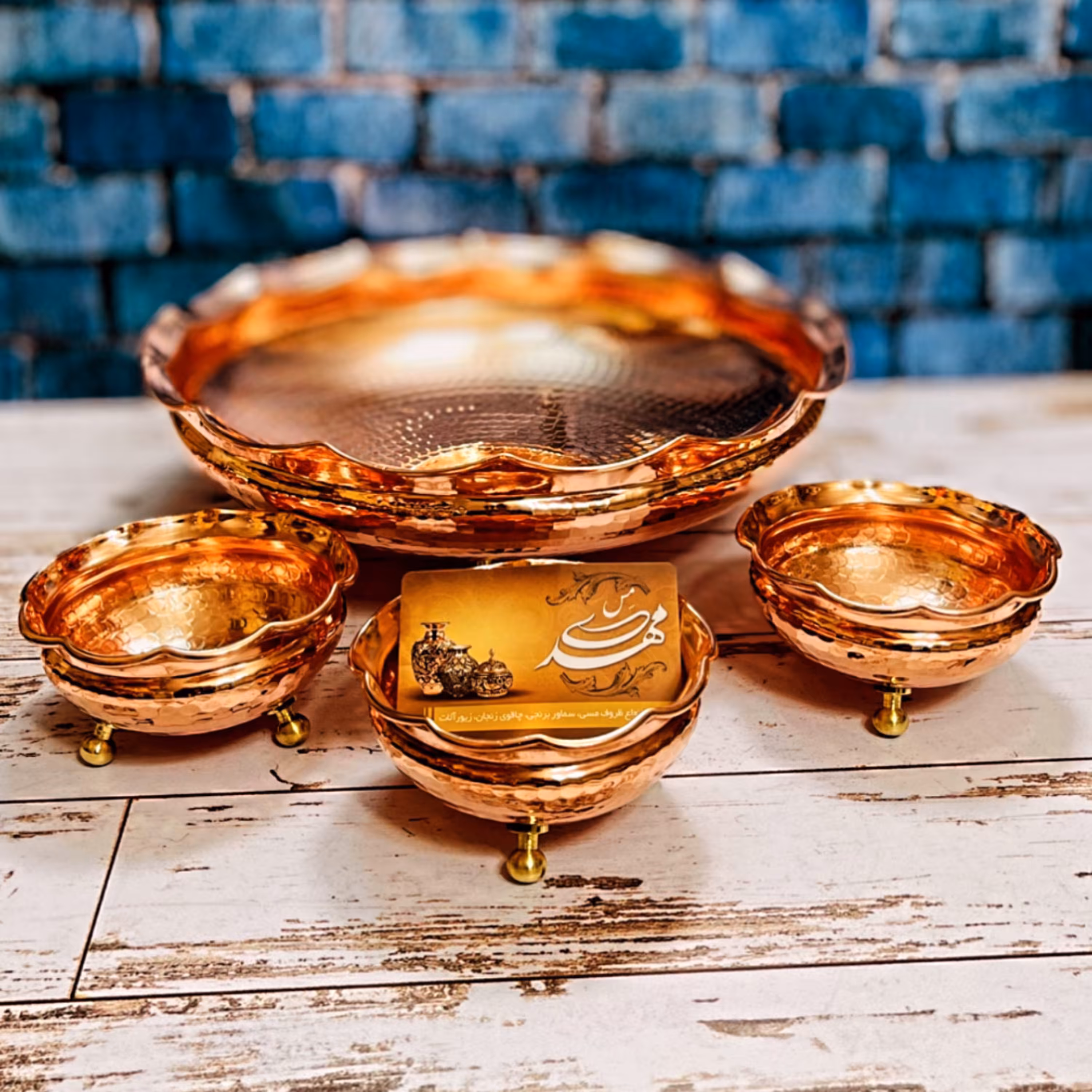 میوه خوری مسی 3 پایه تمام چکشی نانو شده 