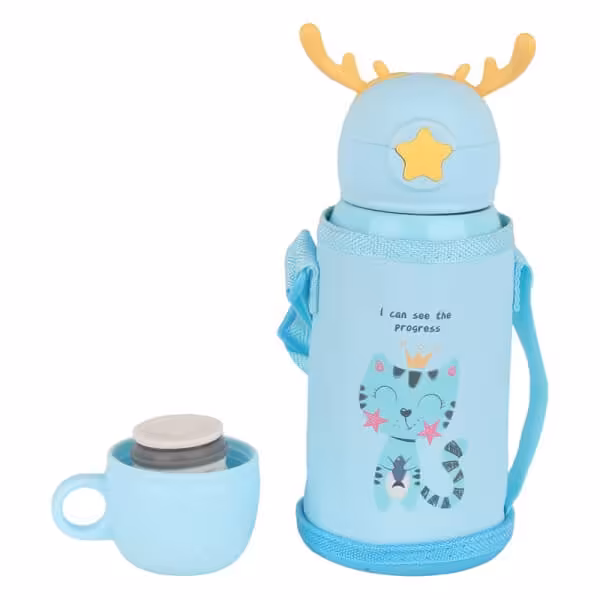 فلاسک نوزادی 600 میلی لیتر طرح گربه آبی
