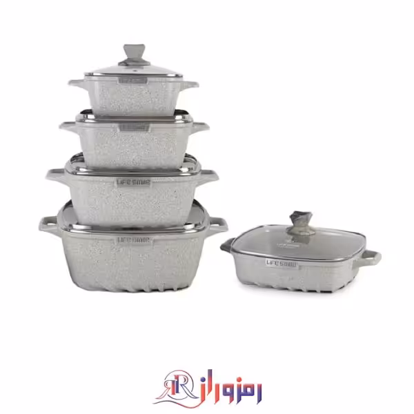 سرویس قابلمه 14 پارچه مربعی  گرانیت لایف اسمایل مدل SPF-8/ SPF-3