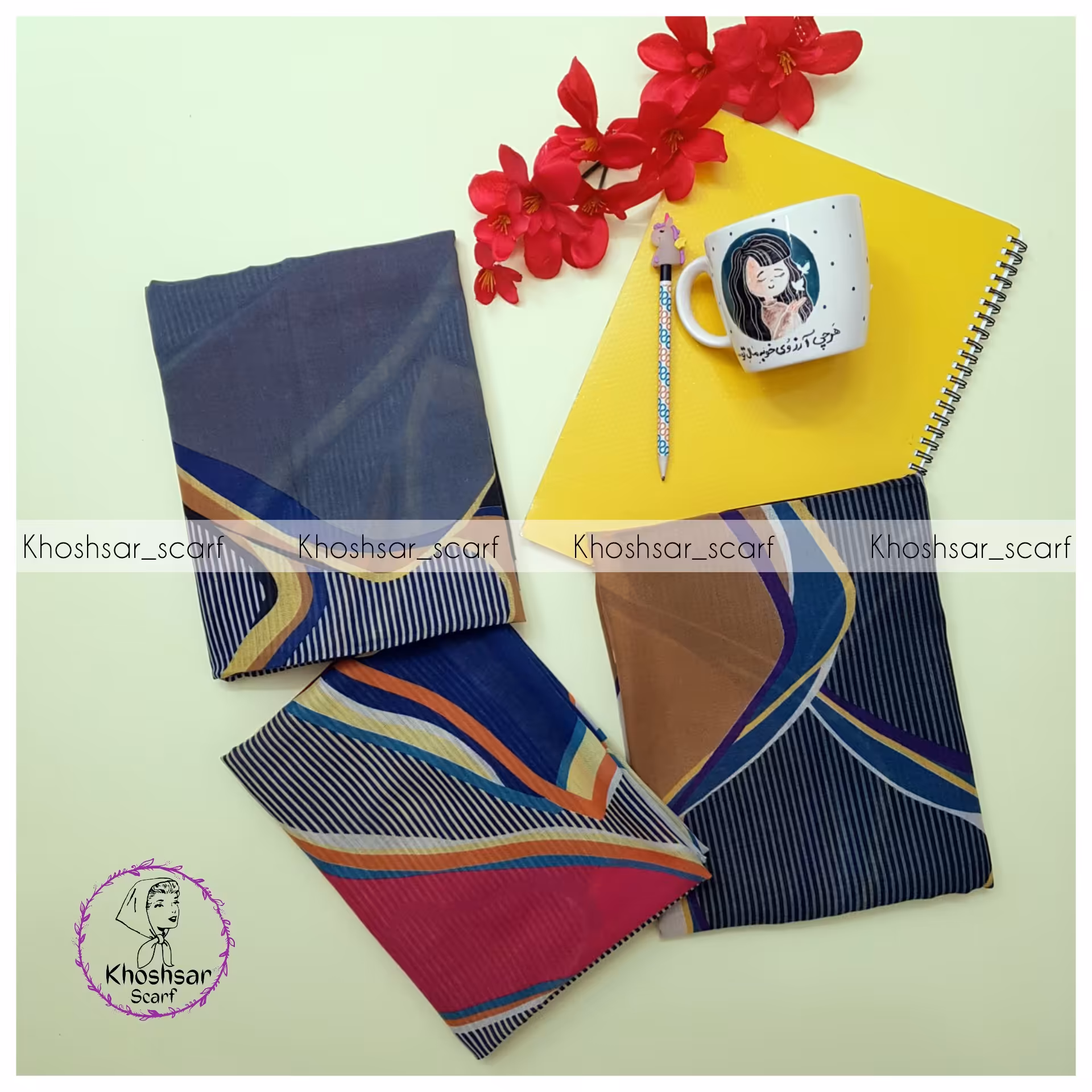 شال نخی چند رنگ