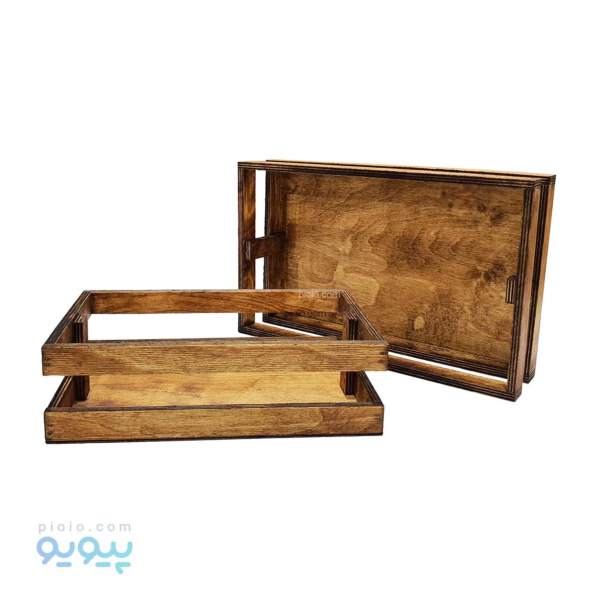 سبد مستطیل چوبی مجموعه دو عددی