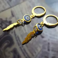 گوشواره چشم نظر  و برگ استیل ضد حساسیت  رنگ ثابت روکش طلا  کد  516