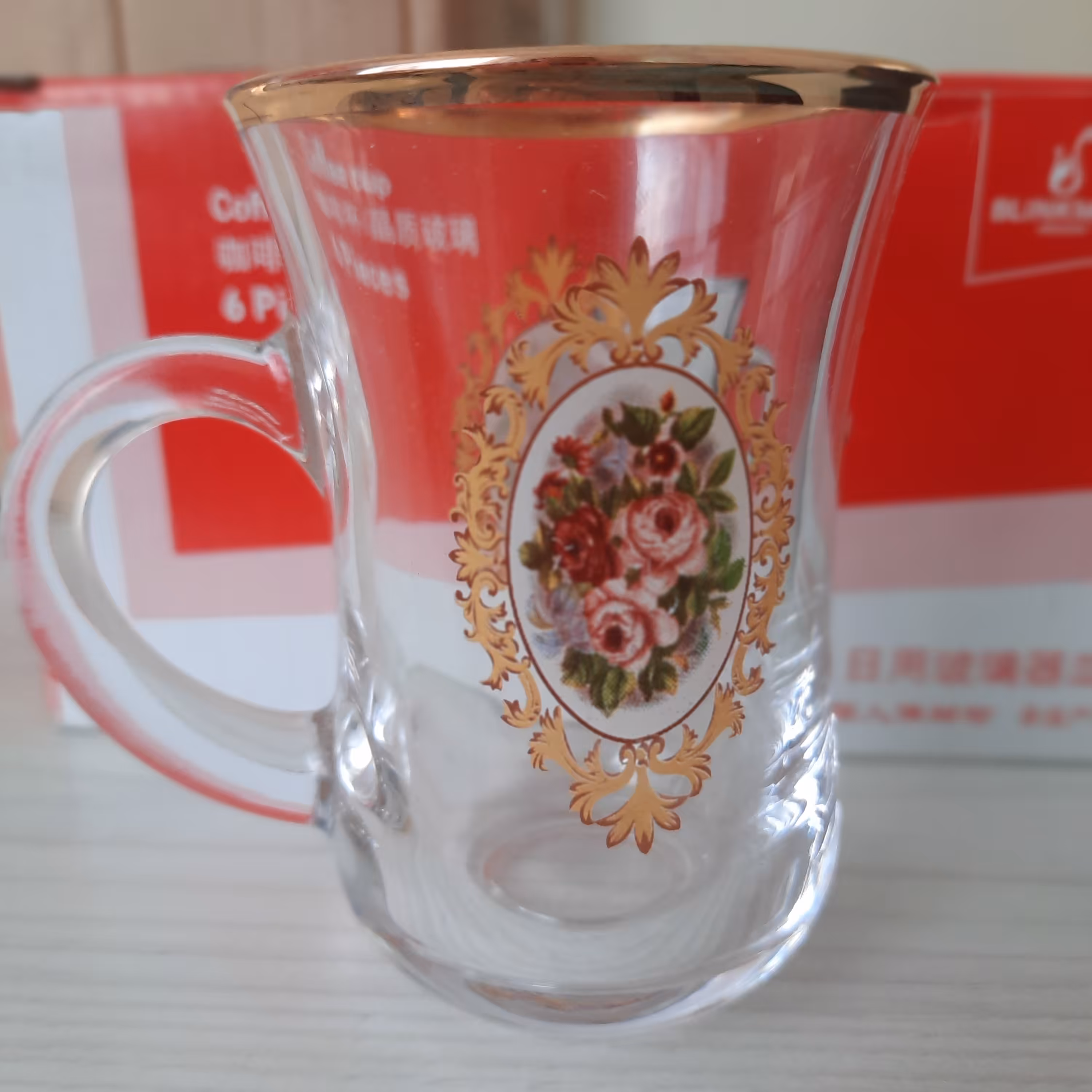 فنجان کی اف گلدار لب طلا   6 عددی ساخت کشور چین برند بلینک مکس